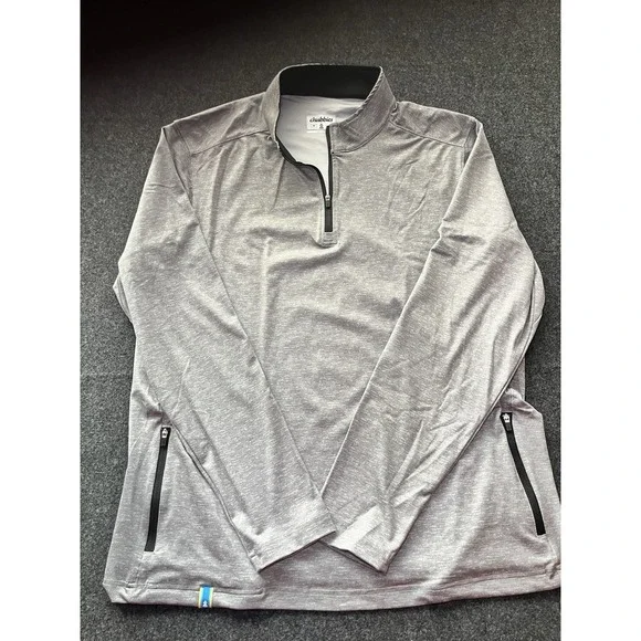 New Chubbies Gray Long Sleeve 1/4 Zip Long Sleeve Shirt Mens M Poly/Spandex - Picture 8 of 11